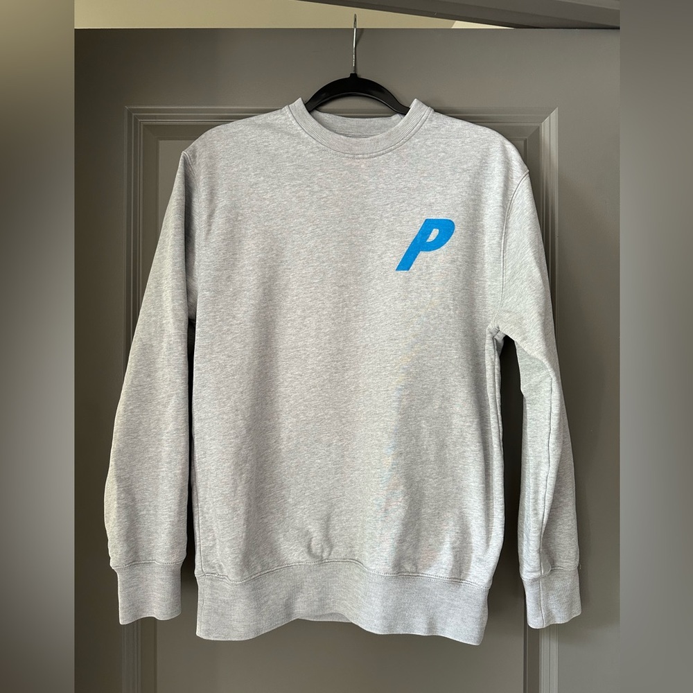 Palace Flocka P Crew, Grey Marl/Blue, Size Small, Season Autumn 2017